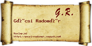 Gácsi Radomér névjegykártya